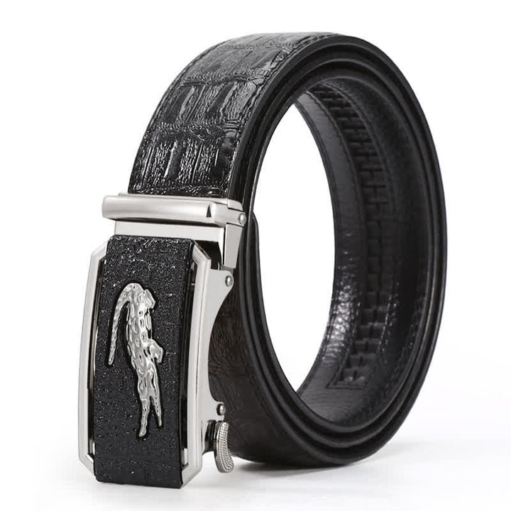 Ceinture en cuir à boucle en relief crocodile pour homme