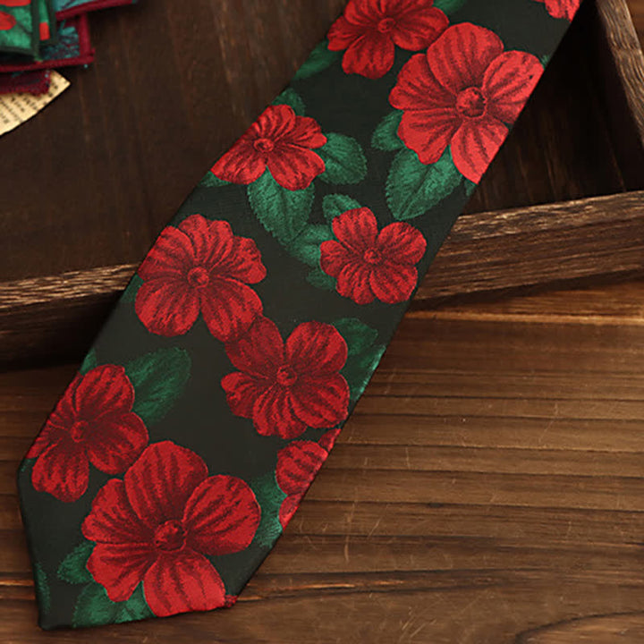 Cravate pour homme à motif de fleurs d'azalée enflammées 