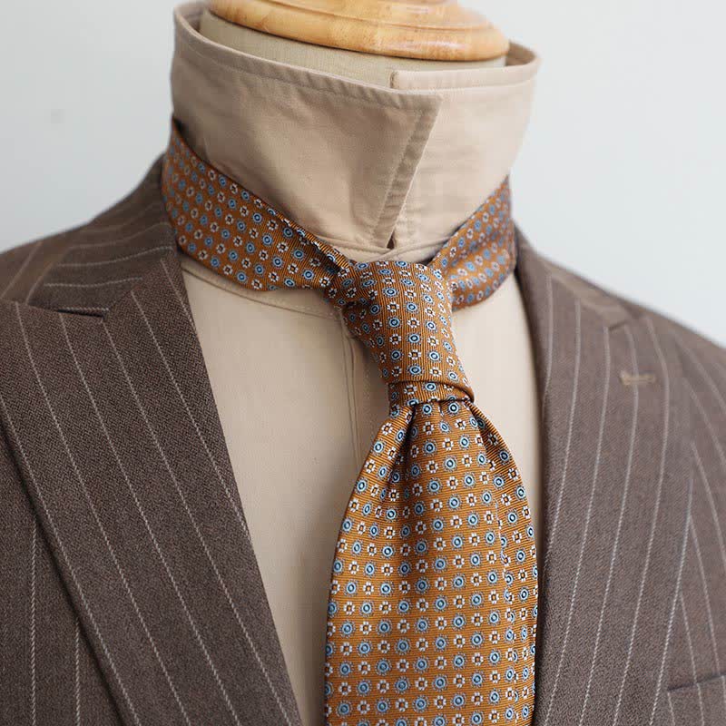 Cravate à rayures pour homme, série couleurs café, motif cachemire - image 3