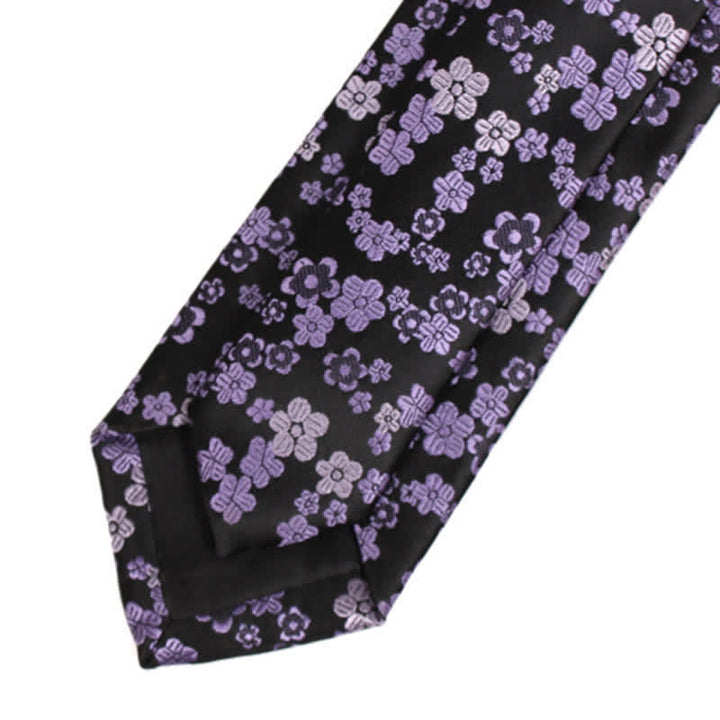 Cravate fine à petites fleurs violettes pour homme