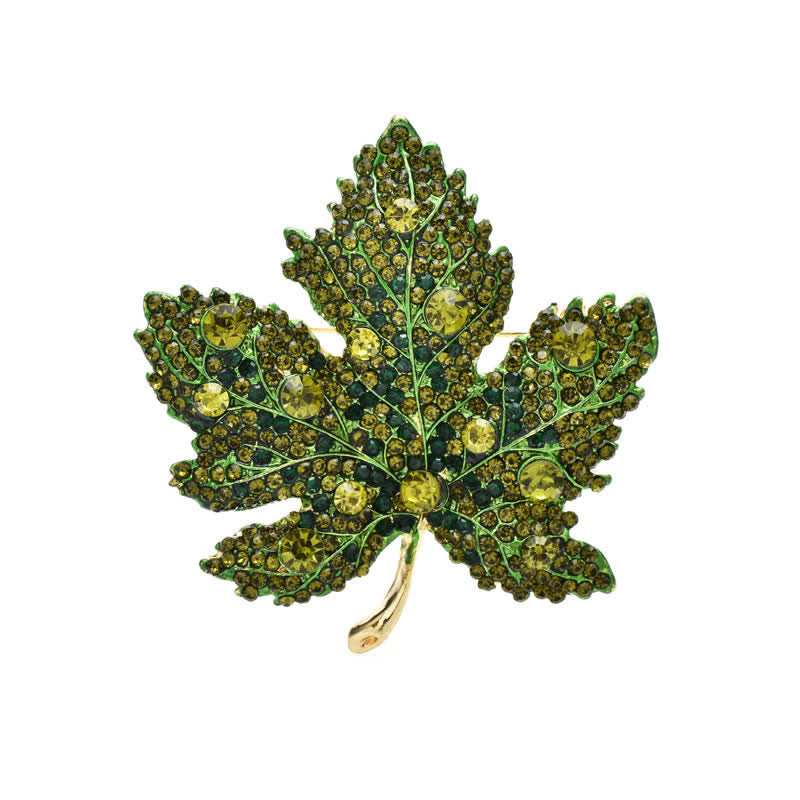 Broche feuille d'érable en cristal strass pour femme