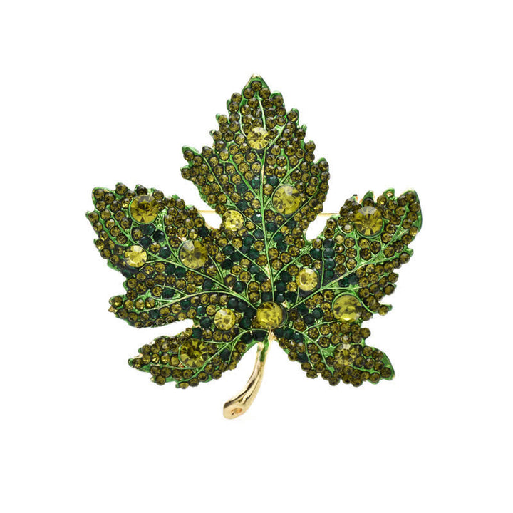 Broche feuille d'érable en cristal strass pour femme