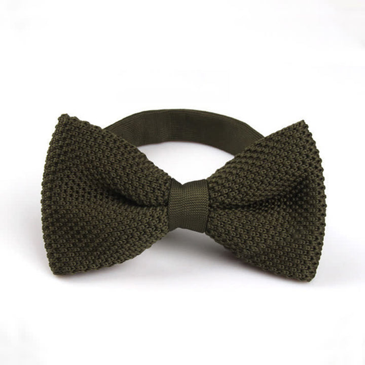Nœud papillon tricoté double épaisseur de couleur unie pour homme