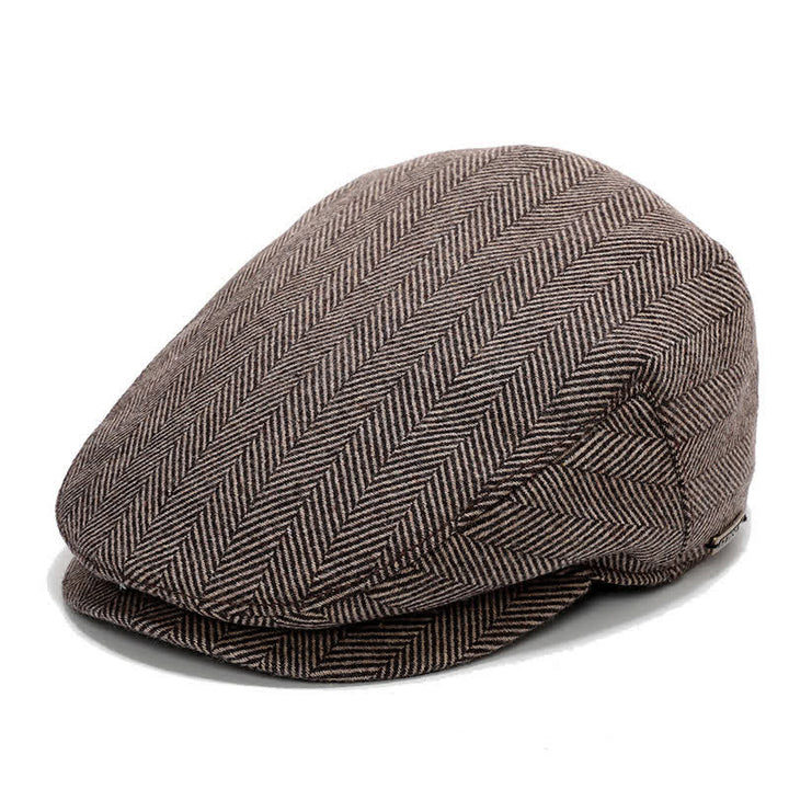 Casquette plate Sport Ivy avec béret à oreillettes - Café à chevrons - Réglable (environ 22"-23 5/8") - image 0