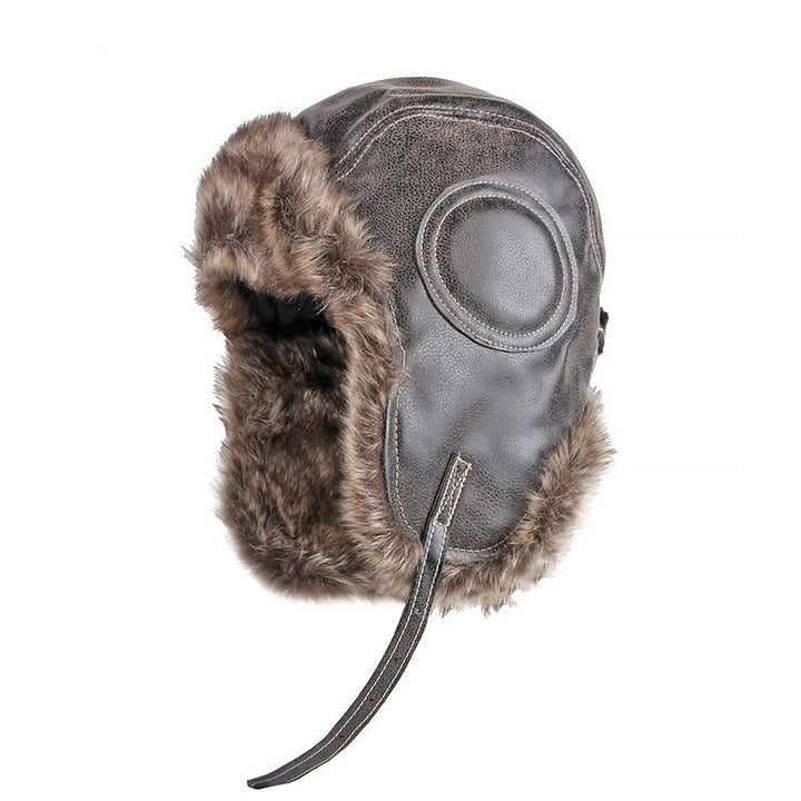 Chapeau de trappeur en similicuir doux et moelleux avec protection des oreilles