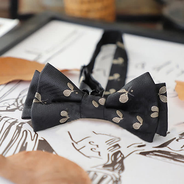 Nœud papillon rétro à motifs floraux et feuilles pour homme