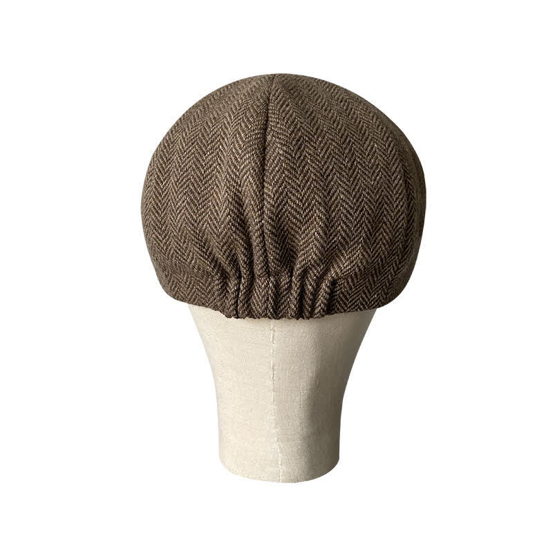 Casquette béret octogonale à chevrons fins en café