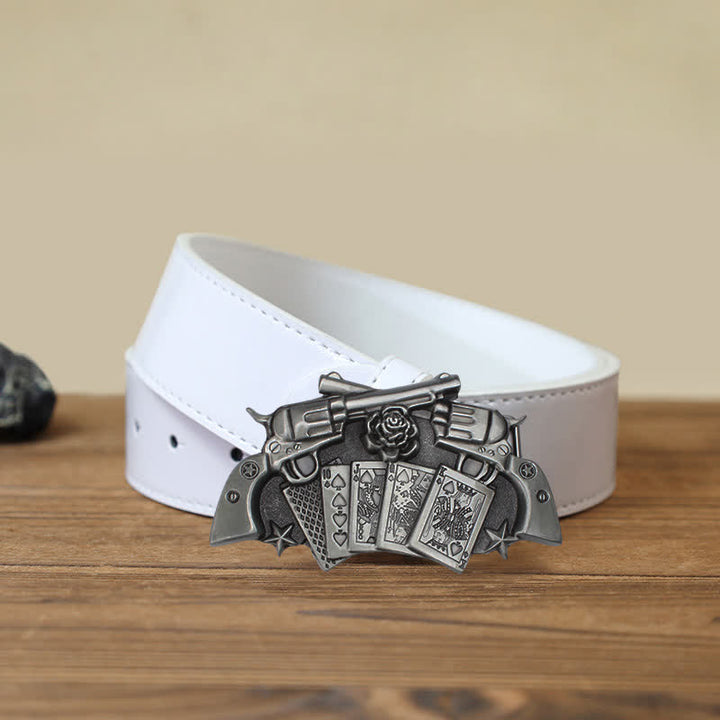 Ceinture en cuir à boucle double pistolet poker pour homme