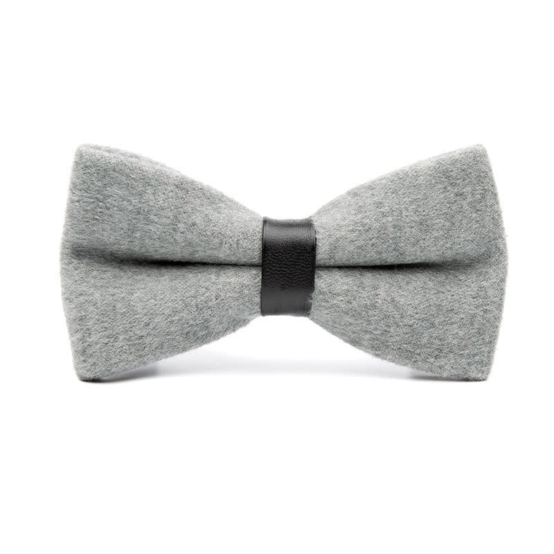 Noeud papillon en laine vintage de couleur unie pour homme