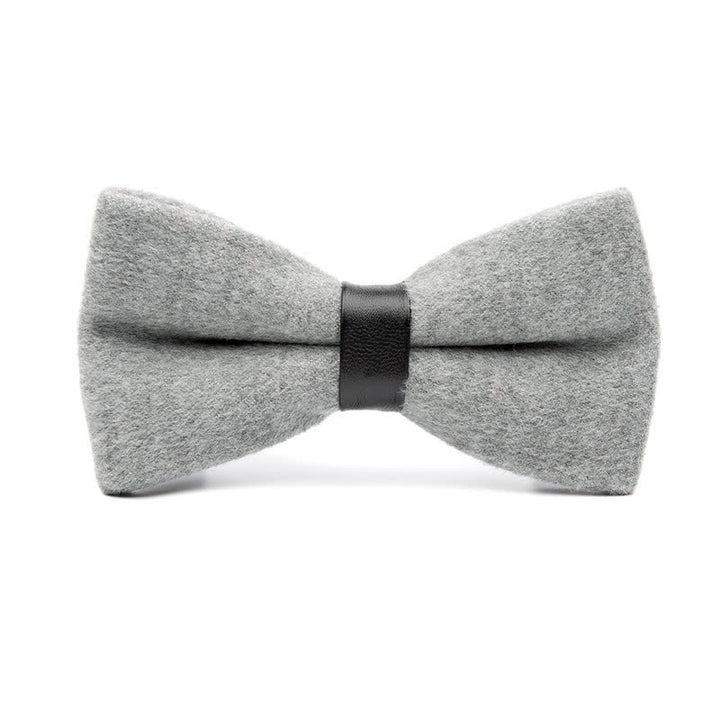 Noeud papillon en laine vintage de couleur unie pour homme