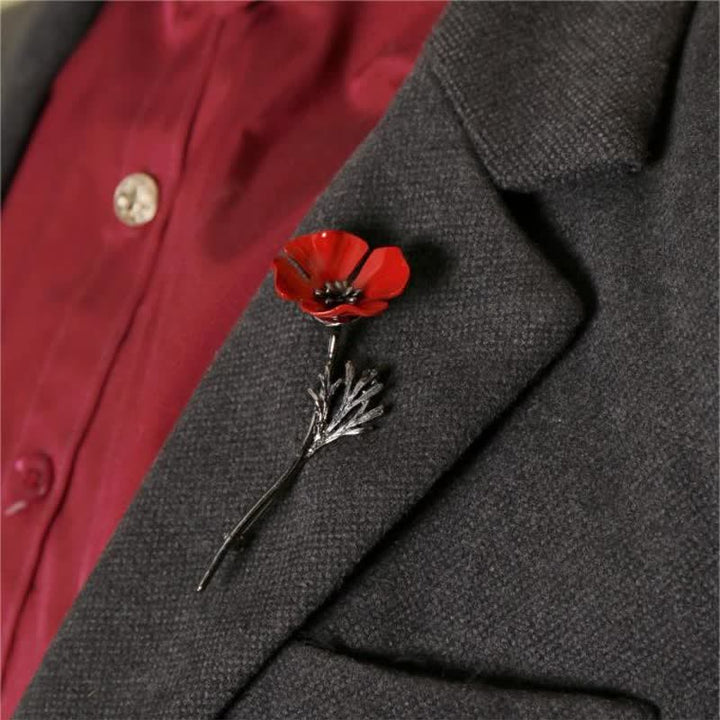 élégante Broche en forme de coquelicot rouge pour femme
