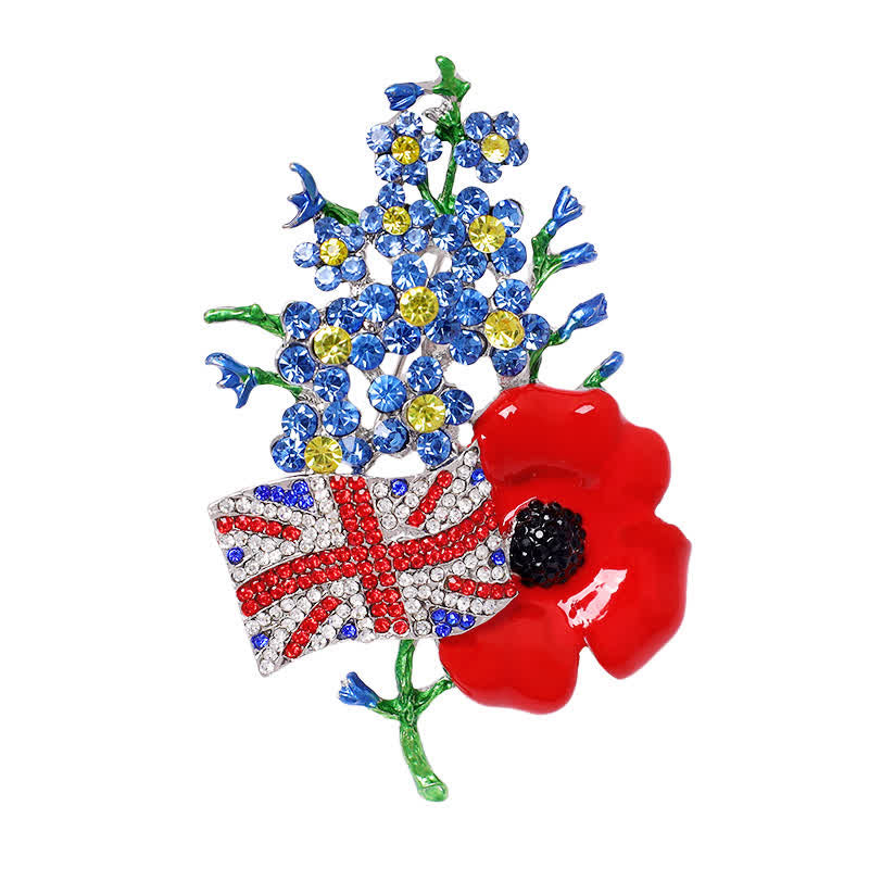 Broche coquelicot multicolore unisexe avec drapeau de l'Union