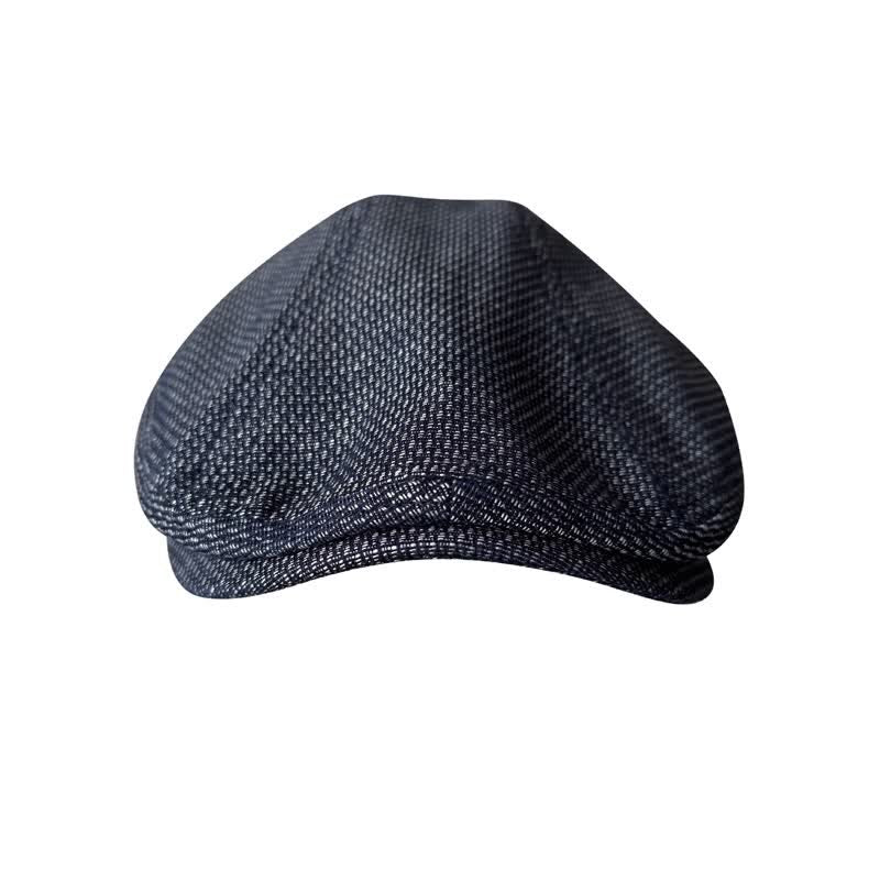 Béret plat en lin bleu marine de peintre