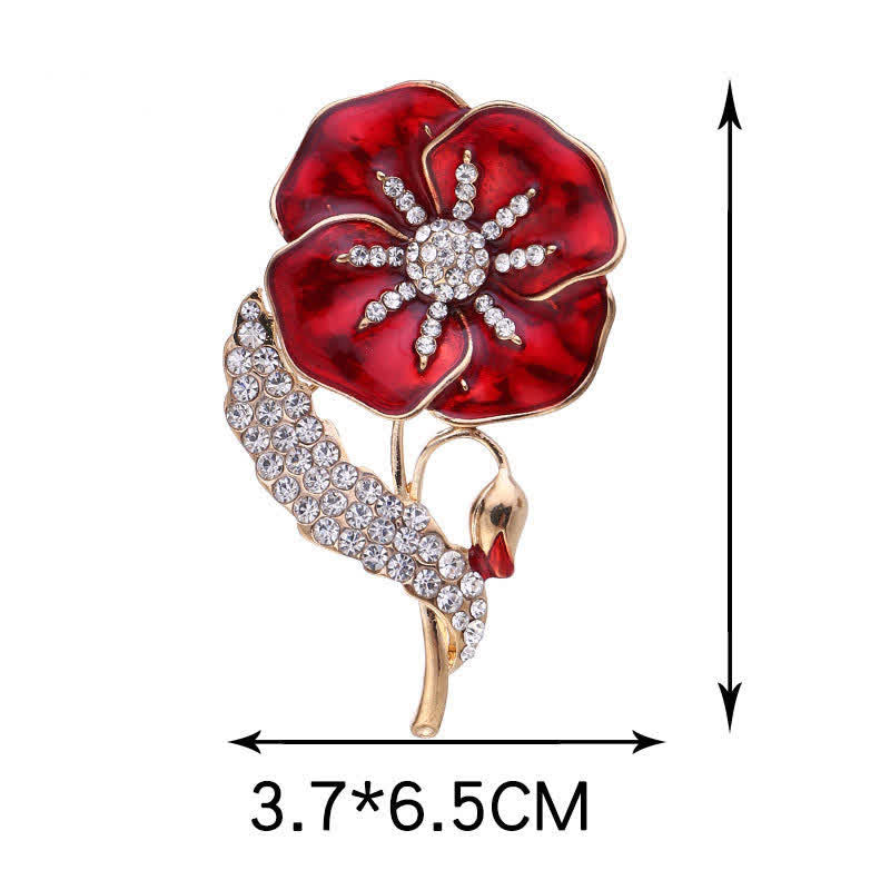 Broche unisexe en strass avec coquelicot pour le Memorial Day