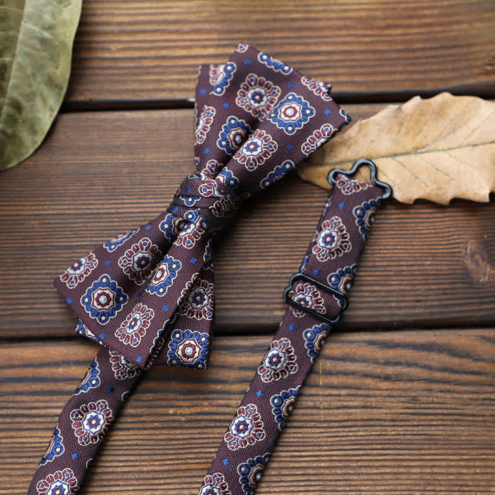 Nœud papillon à rayures florales pour homme