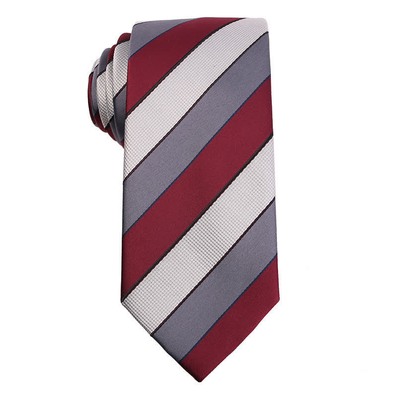 Cravate élégante pour homme de la série à rayures - Rouge et gris - image 6
