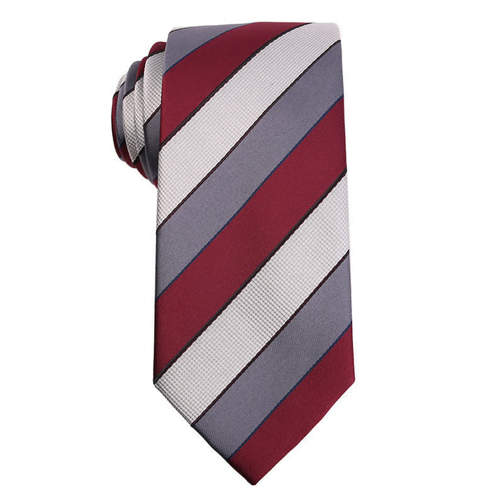 Cravate élégante pour homme de la série à rayures - Rouge et gris - image 6