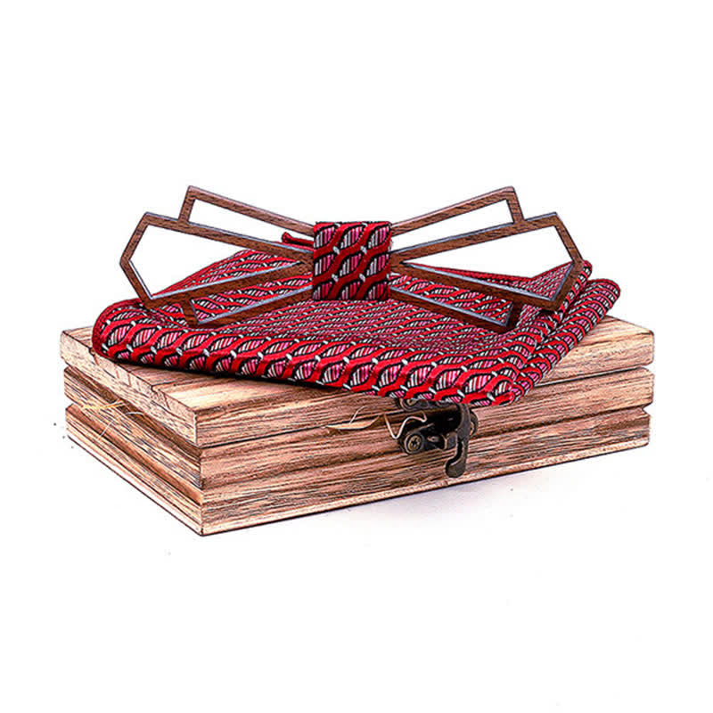 Lot de 2 noeuds papillon fantaisie creux en bois pour homme