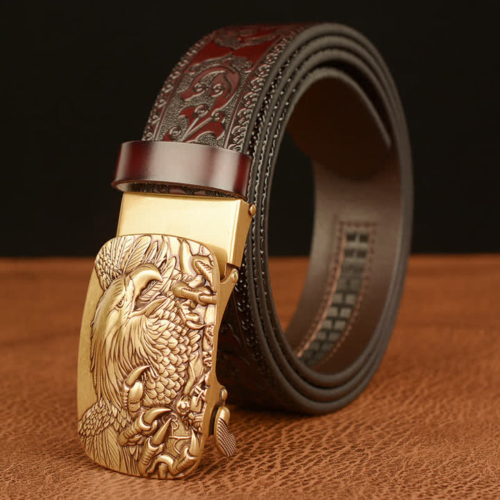 Ceinture en cuir véritable avec boucle aigle pour homme
