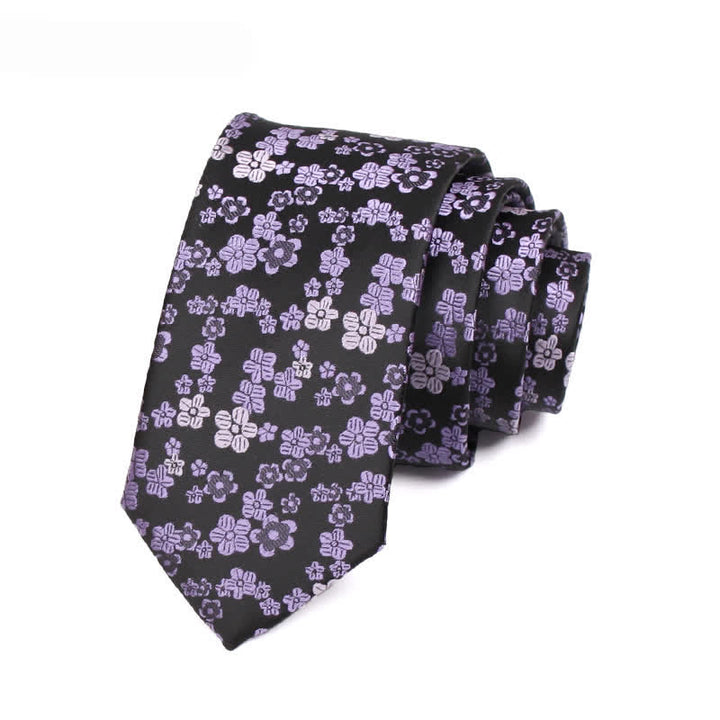 Cravate fine à petites fleurs violettes pour homme
