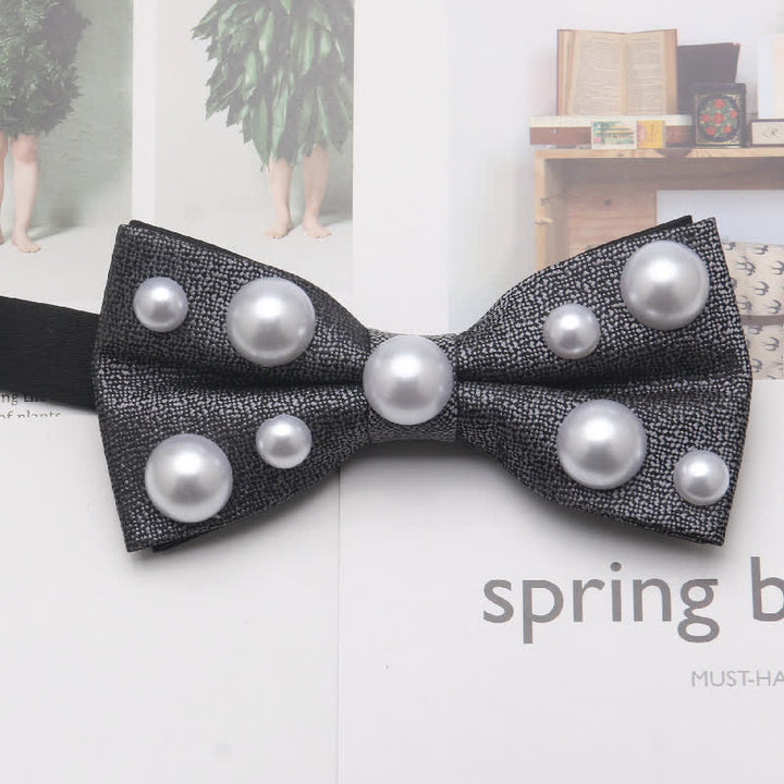 Nœud papillon de soirée dansante en perles artificielles - Gris - image 8