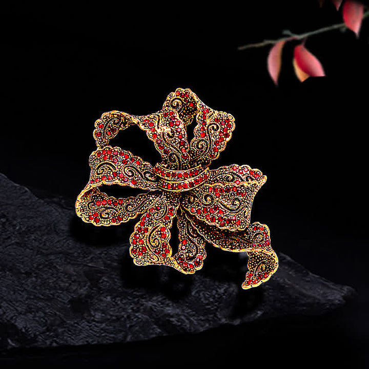 Broche en zircone pour femme avec noeud style bohème vintage
