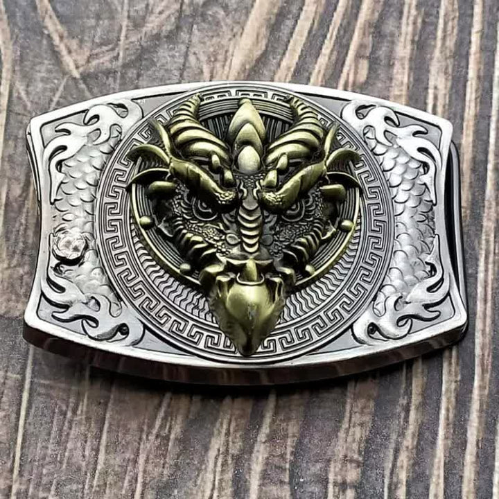 Ceinture en cuir pour homme avec couteau pliant caché et dragon à bec pointu