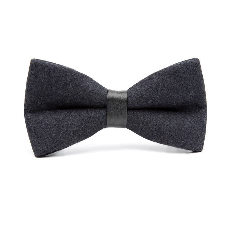 Noeud papillon en laine vintage de couleur unie pour homme