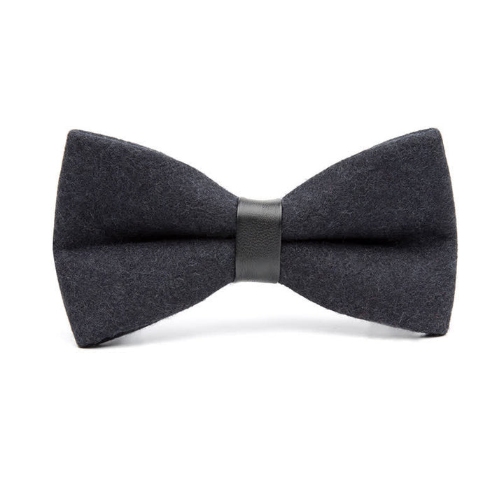 Noeud papillon en laine vintage de couleur unie pour homme