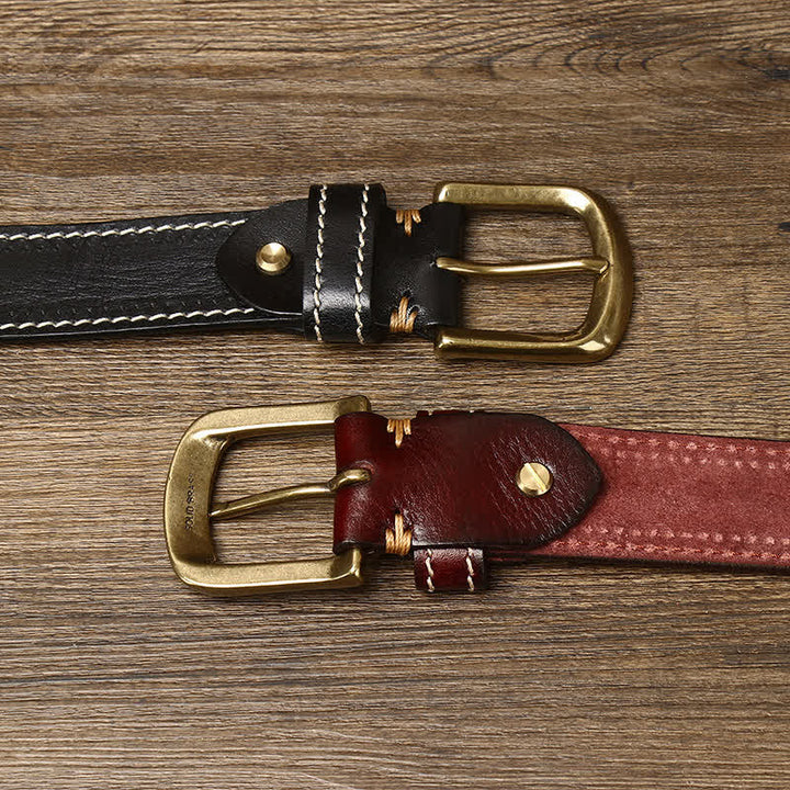 Ceinture en cuir de vachette cousue de luxe pour homme