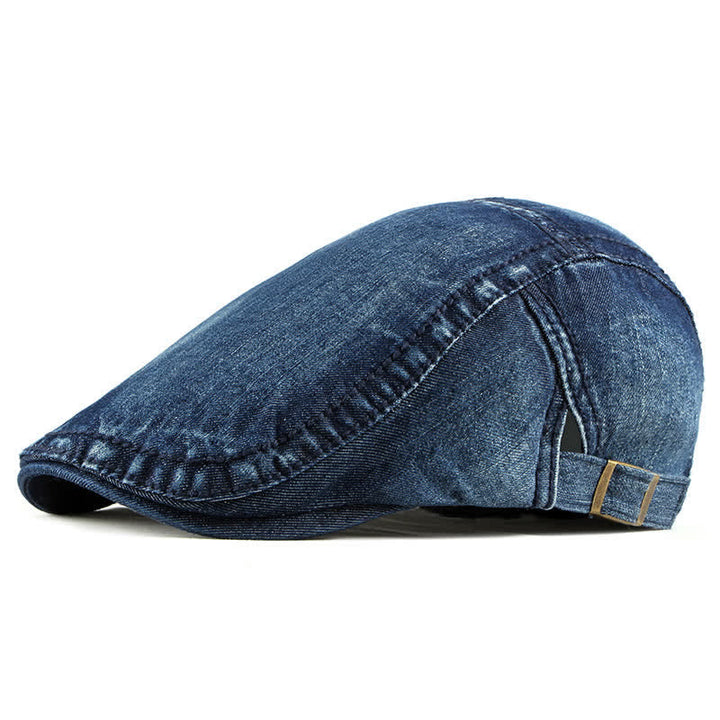 Casquette Béret Simple Jean Denim - Bleu foncé - Réglable (environ 21 5/8"-23 5/8") - image 9