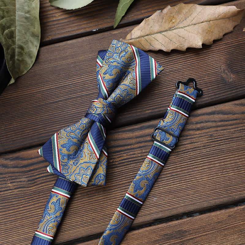 Nœud papillon à rayures florales pour homme