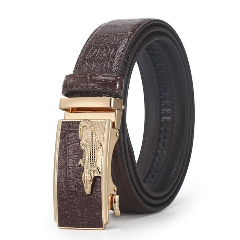 Ceinture en cuir à boucle automatique pour homme, motif crocodile