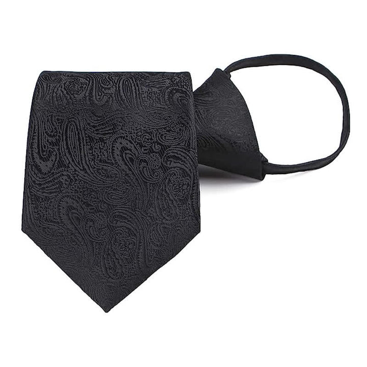Cravate décontractée à fermeture éclair pour homme avec motif cachemire - Noir - image 2