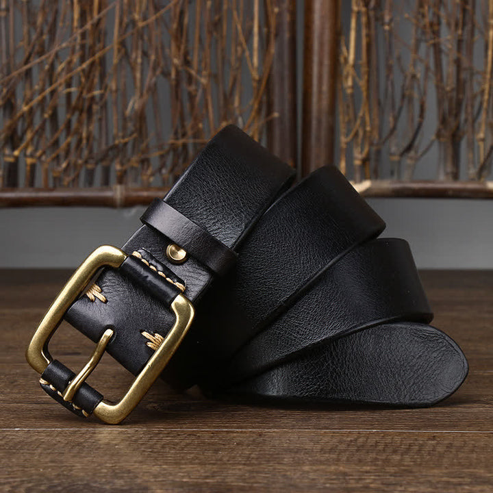 Ceinture en cuir à boucle en cuivre épais pour homme