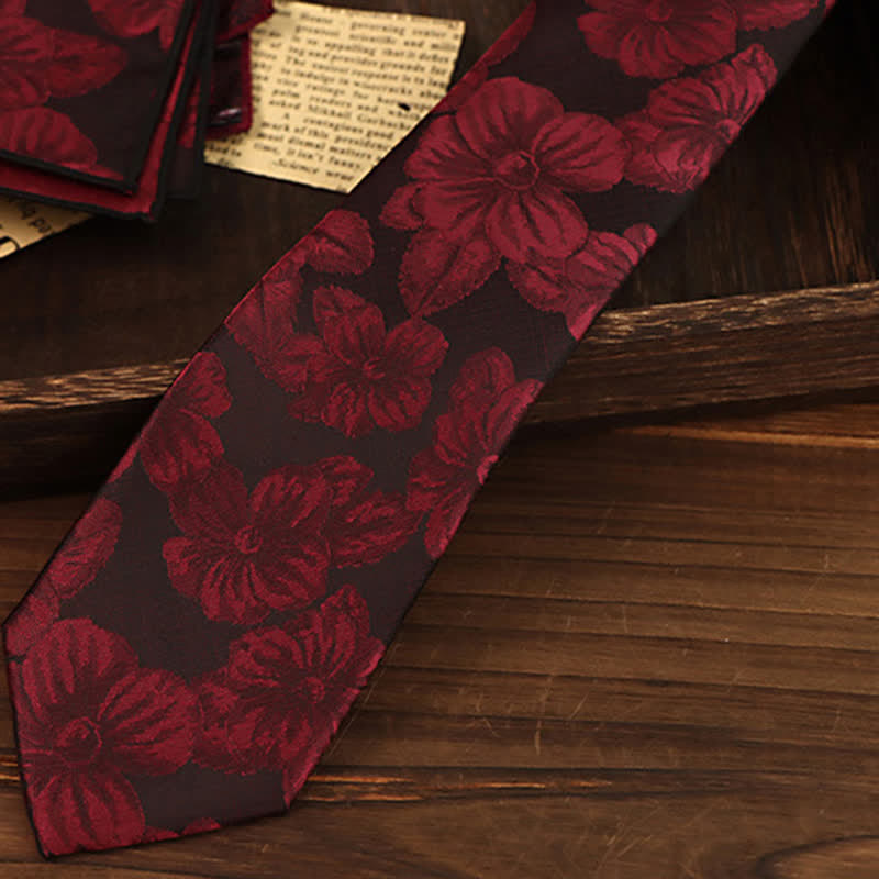 Lot de 2 cravates à motif floral bordeaux pour homme