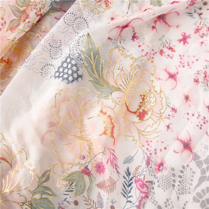 Écharpe en voile fin et dentelle florale pour femme