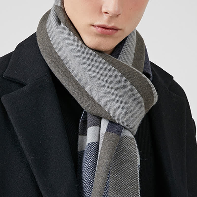 Écharpe d'hiver classique à rayures et carreaux pour homme