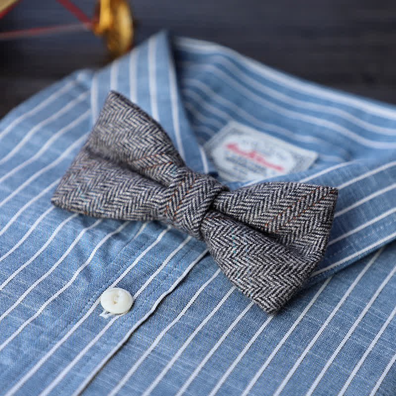 Nœud papillon simple en tweed de laine mélangée pour homme