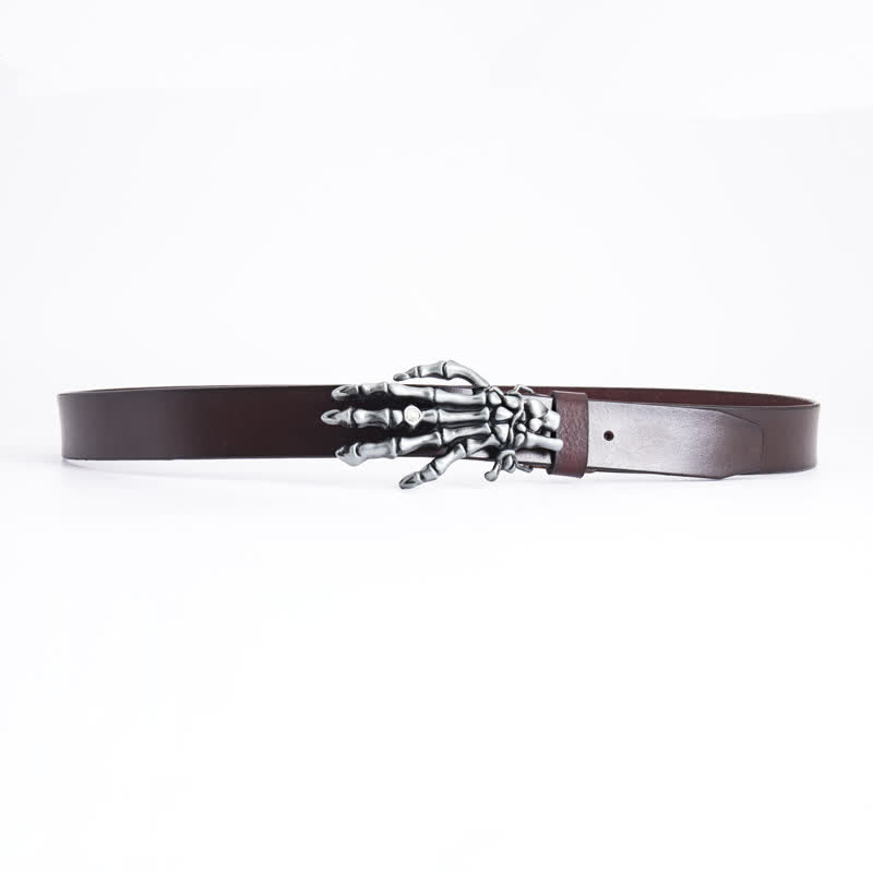 Ceinture en cuir pour homme avec motif main de squelette et punk rock