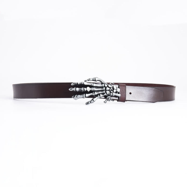 Ceinture en cuir pour homme avec motif main de squelette et punk rock