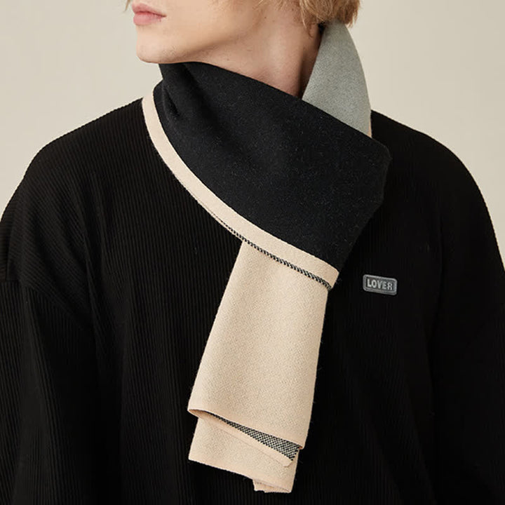 Écharpe en pure laine à rayures contrastées pour homme