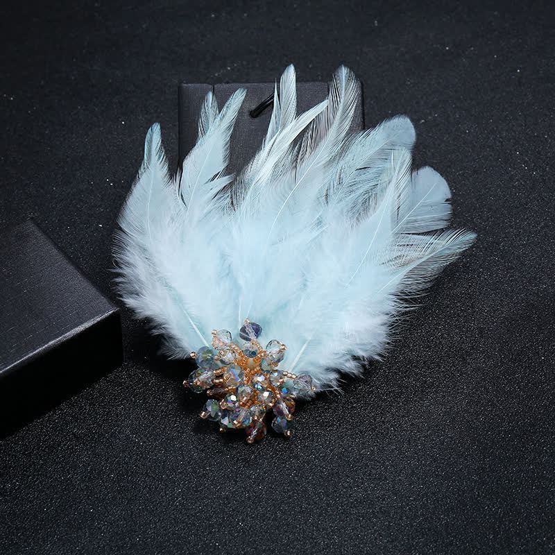 Broche de luxe en cristal avec branches et plumes de flocon de neige pour femme