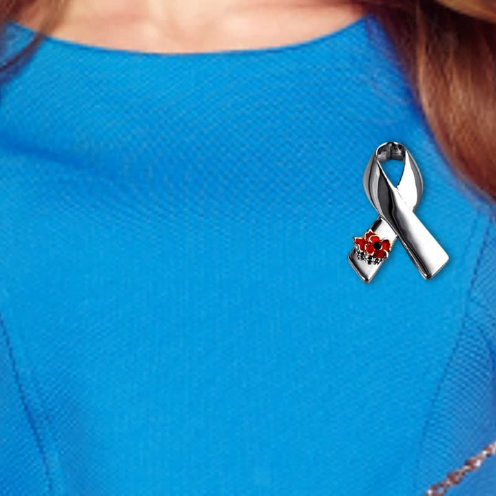 Broche coquelicot unisexe avec ruban de sensibilisation aux maladies