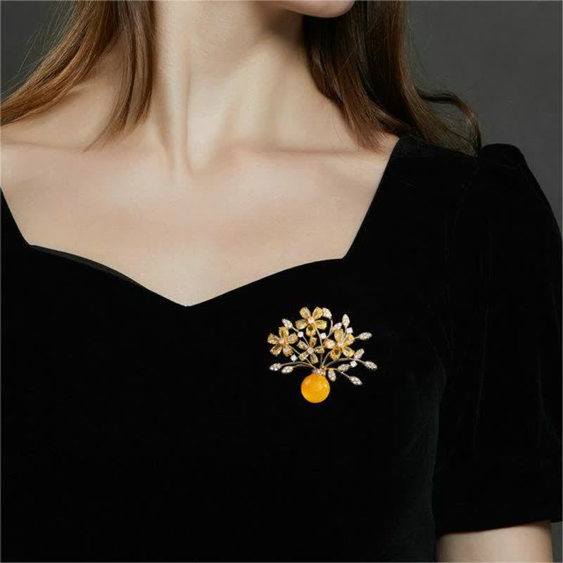 Broche vase bouquet de fleurs pour femme