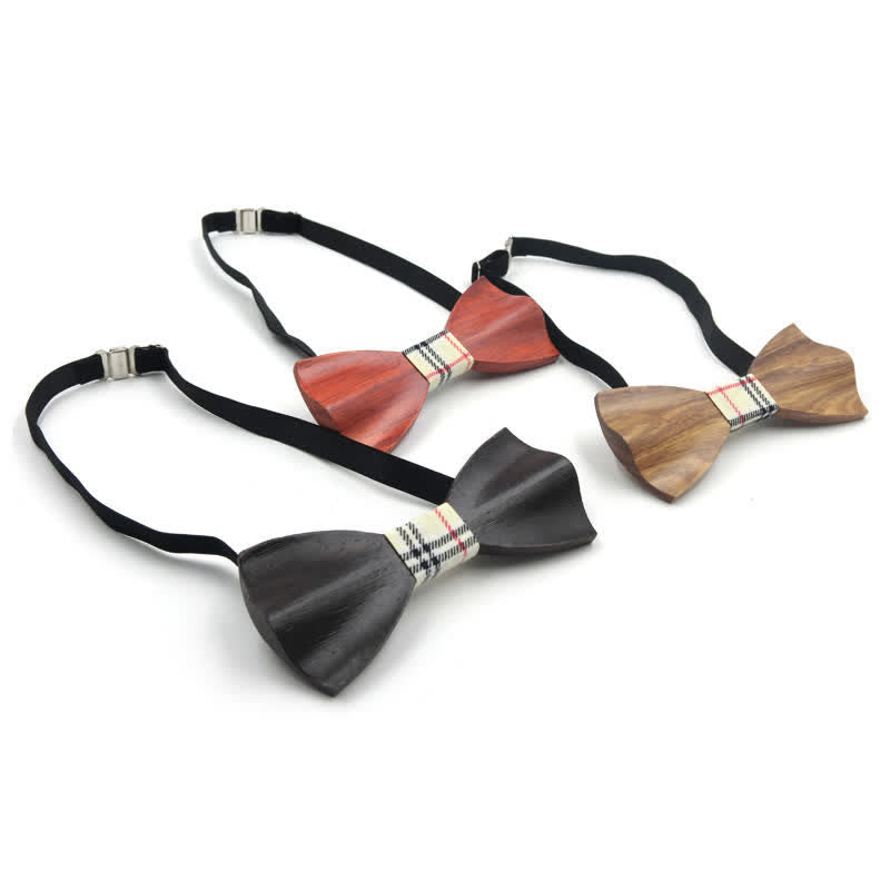 Nœud papillon en bois incurvé 3D élégant pour homme
