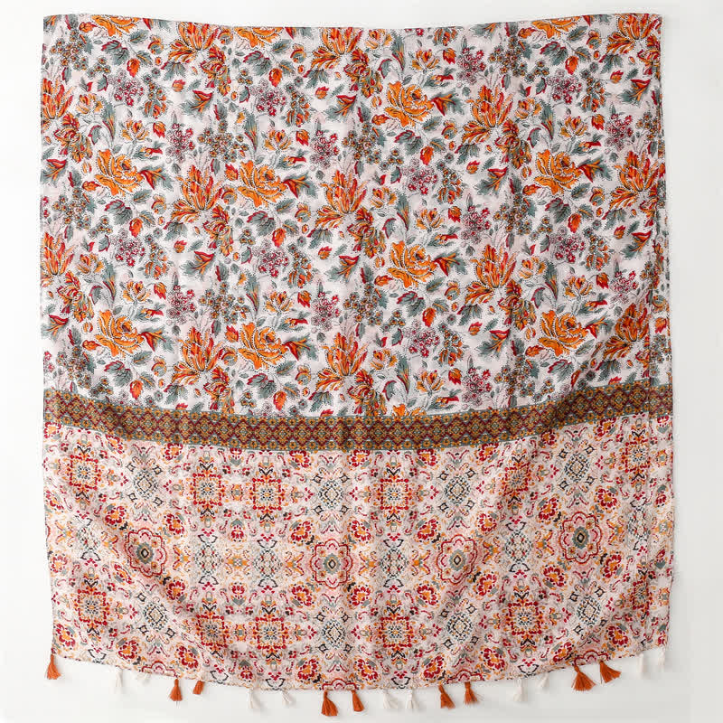 Foulard cape de plage ethnique bohème orange pour femme