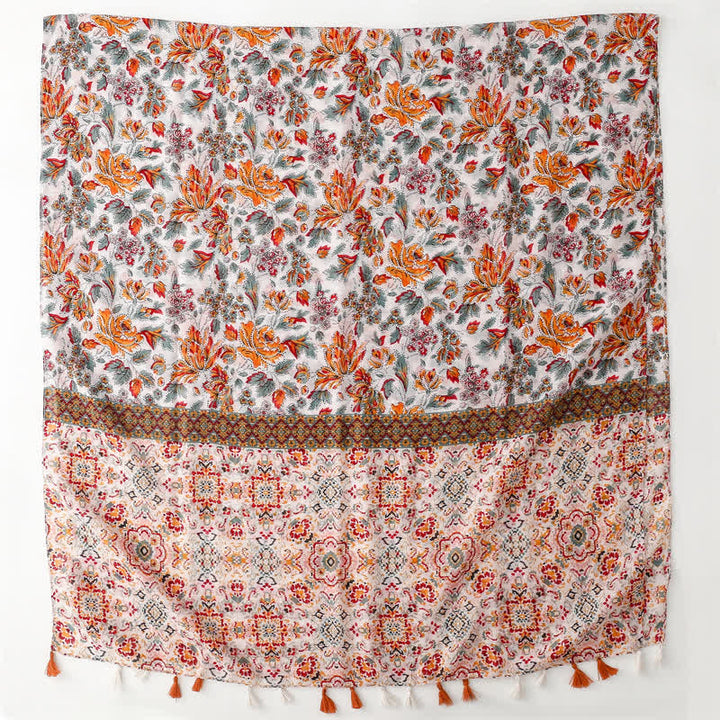 Foulard cape de plage ethnique bohème orange pour femme