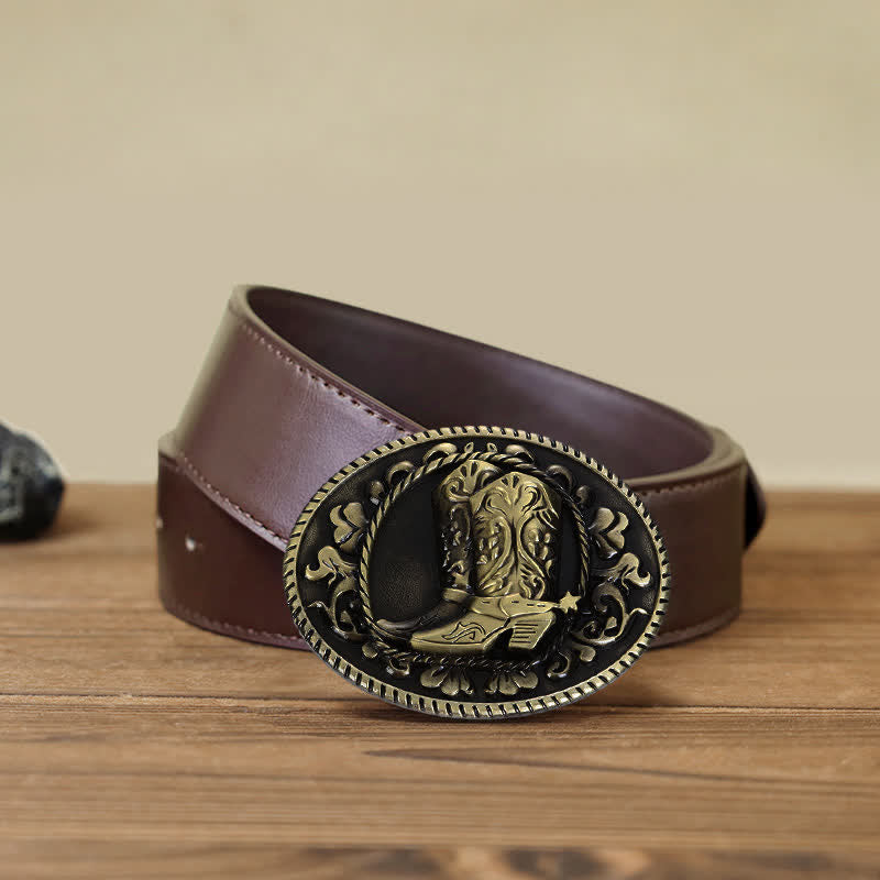 Ceinture en cuir à boucle pour bottes de cowboy DIY pour hommes