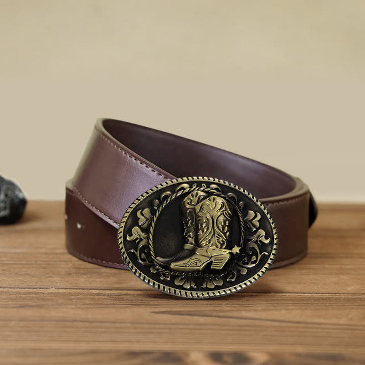 Ceinture en cuir à boucle pour bottes de cowboy DIY pour hommes